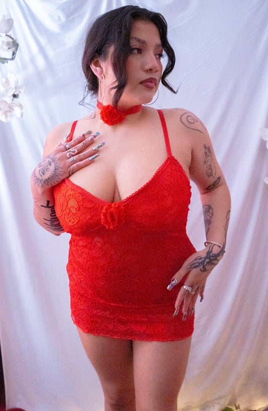 ‘Bizcochito’ Red Lace Dress